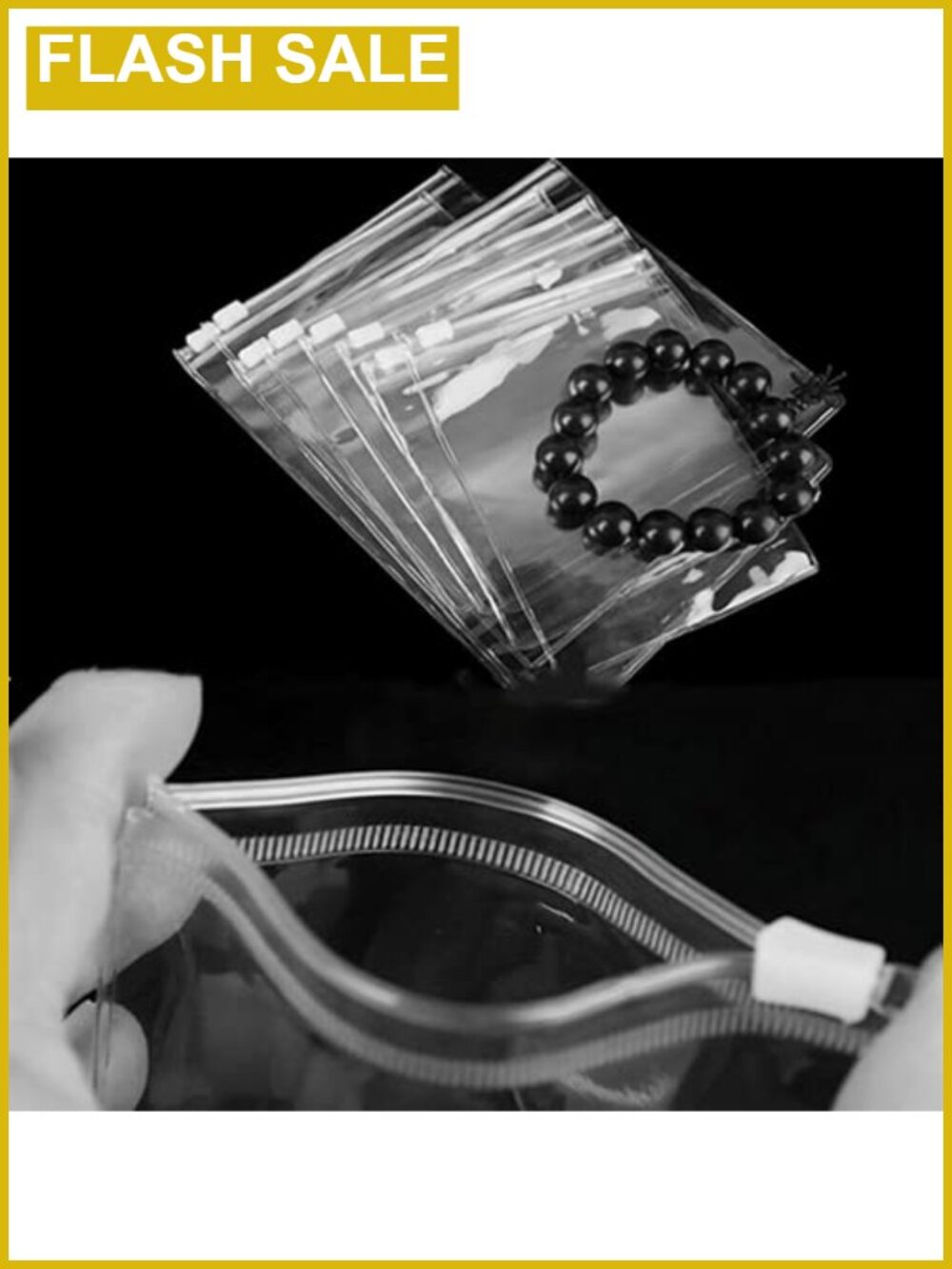 100 Clear PVC Self-Sealing Zipper Lock Bags for Jewelry Anti-Oxidation Storage